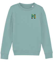  N Initial Embroidered Organic Kids Sweater