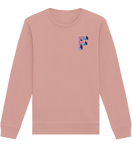 F INITIAL EMBROIDERED ORGANIC SWEATER