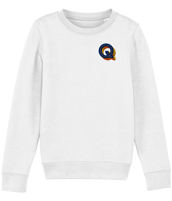 Q Initial Embroidered Organic Kids Sweater