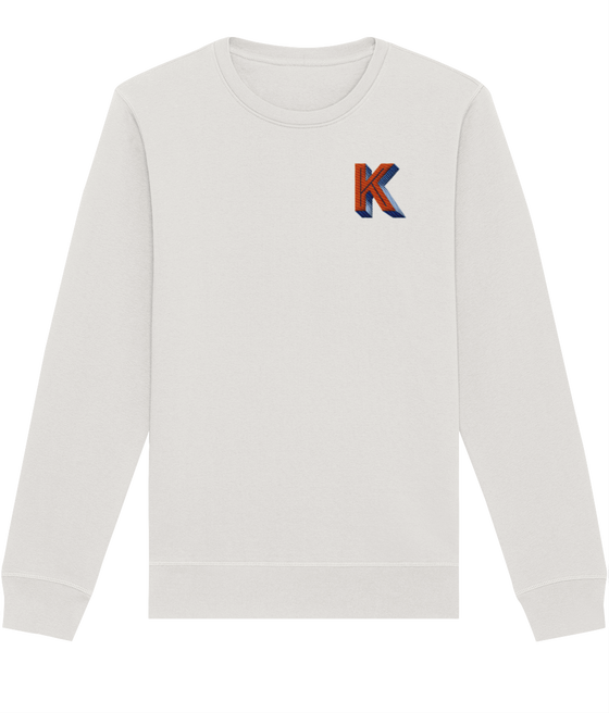 K  INITIAL EMBROIDERED ORGANIC SWEATER
