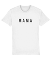 Mama slogan organic cotton women's T-shirt in neutral colours white, camel and grey. Available with matching MINI slogan T-shirt for kids. A lovely eco gift for Mother's Day. Shop sustainable and ethical fashion.