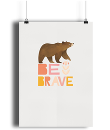  Brave Bear children's bedroom matte print by Bigkid Collective. Nursery wall art. Available in sizes A4 and A3. 