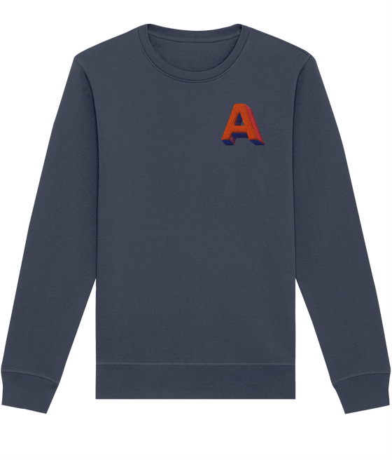 A INITIAL EMBROIDERED ORGANIC SWEATER