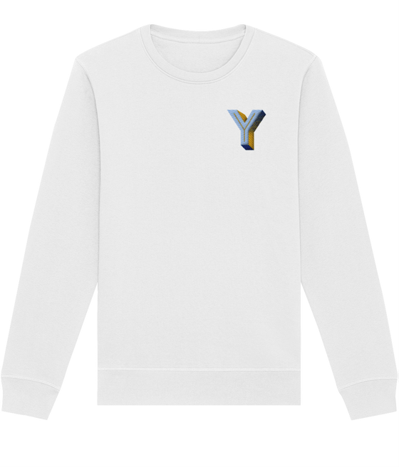 Y INITIAL EMBROIDERED ORGANIC SWEATER