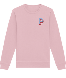  P INITIAL EMBROIDERED ORGANIC SWEATER
