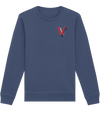 V INITIAL EMBROIDERED ORGANIC SWEATER