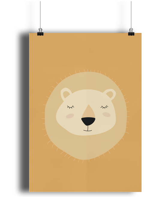 Lion illustration children's bedroom nursery matte print by Bigkid Collective. Available in sizes A4 and A3. 
