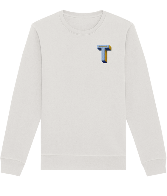 T INITIAL EMBROIDERED ORGANIC SWEATER