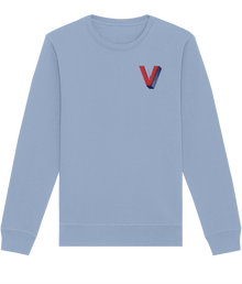 V INITIAL EMBROIDERED ORGANIC SWEATER