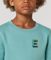  E Embroidered Kids Organic Sweater