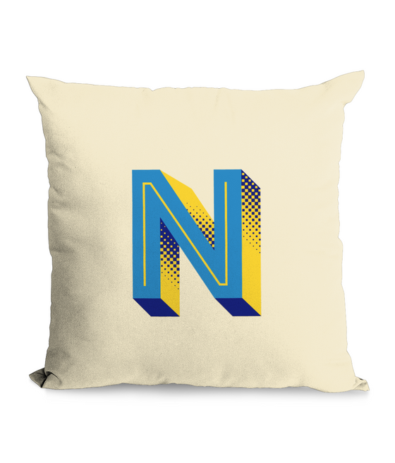 N Natural Throw Cushion