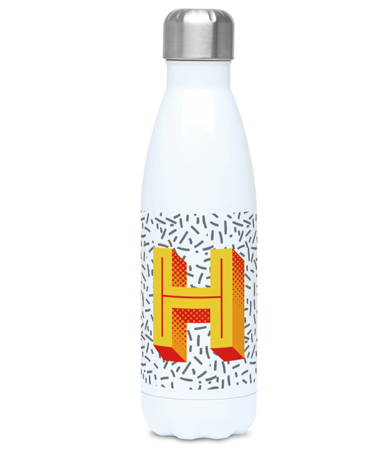 Stainless steel letter H water bottle and flask. Bigkid Collective