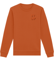  Embroidered EY UP Yorkshire Orange Organic Cotton Sweater