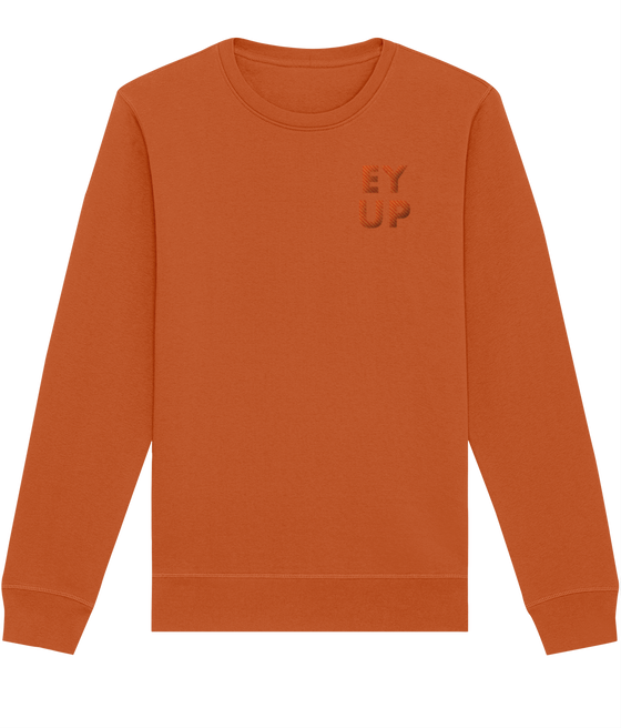 Embroidered EY UP Yorkshire Orange Organic Cotton Sweater
