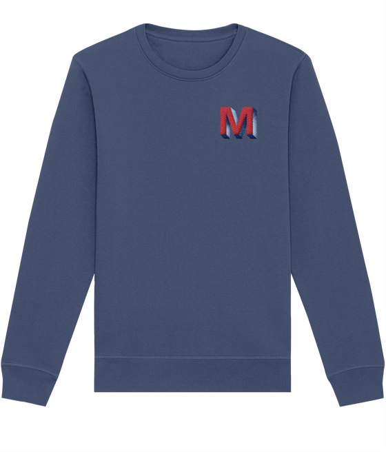 M INITIAL EMBROIDERED ORGANIC SWEATER