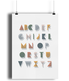  Alphabet children's bedroom nursery matte print by Bigkid Collective. Available in sizes A4 and A3. 