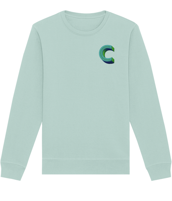 C INITIAL EMBROIDERED ORGANIC SWEATER