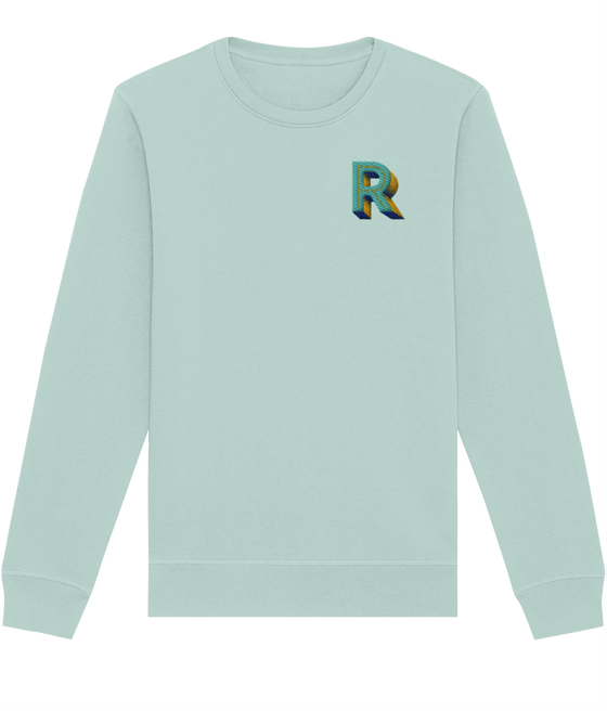 R INITIAL EMBROIDERED ORGANIC SWEATER