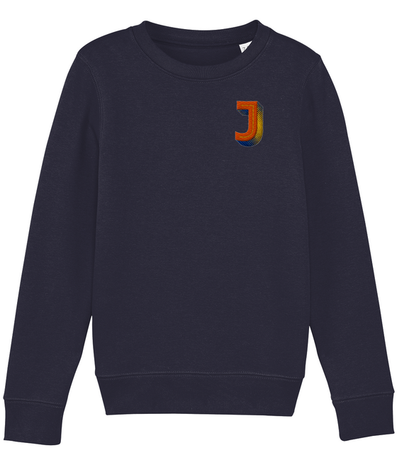 J Embroidered Organic Kids Sweater